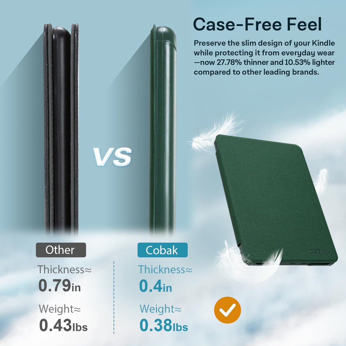 CoBak Stand Case for 7" Kindle Paperwhite & Kindle Colorsoft 12th Gen 2024 | Lightweight Stand with Right Hand Strap, Compatible with iPhone MagSafe and Other Wireless Charging Pads, Dark Green
