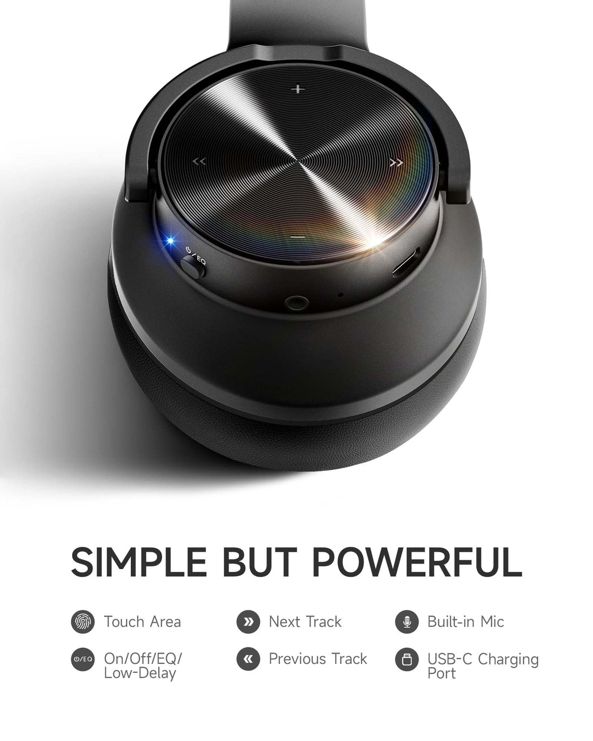 Picun B8 Wireless Bluetooth Headphones, 120H Playtime, 3EQ Modes, Black