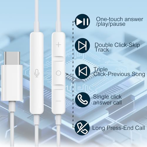 2 Packs USB C Headphones for iPhone 18/17/16/15 Earbuds Type C Earphones | with Mic & Remote Control Noise Cancelling for iPhone 18 17 16 15 Pro Max Plus,iPad,Galaxy S26/S25/Ultra Note 10/20 and More