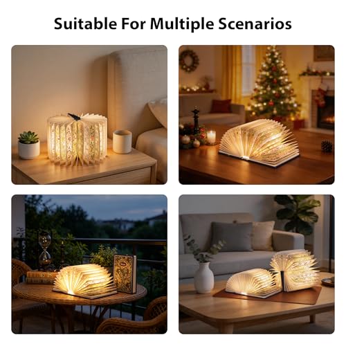 Ba suns Book Lamp Decor, Gift for Book Lovers, Rechargeable Book Light | Reading Light, Portable Paper Lamp with Touch Control, Decor for Home Library Bookshelf, Gift for Women Readers (Blue)