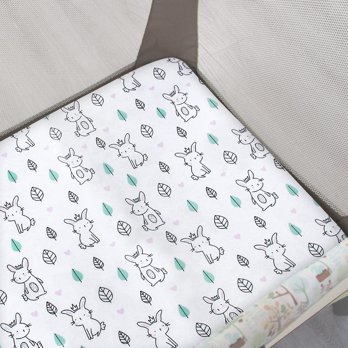 Pack and Play Sheets, 2 Pack Mini Crib Sheets, Stretchy Playard Fitted Sheet, Compatible with Graco Pack n Play, Soft and Breathable Material, Stars & Bunny