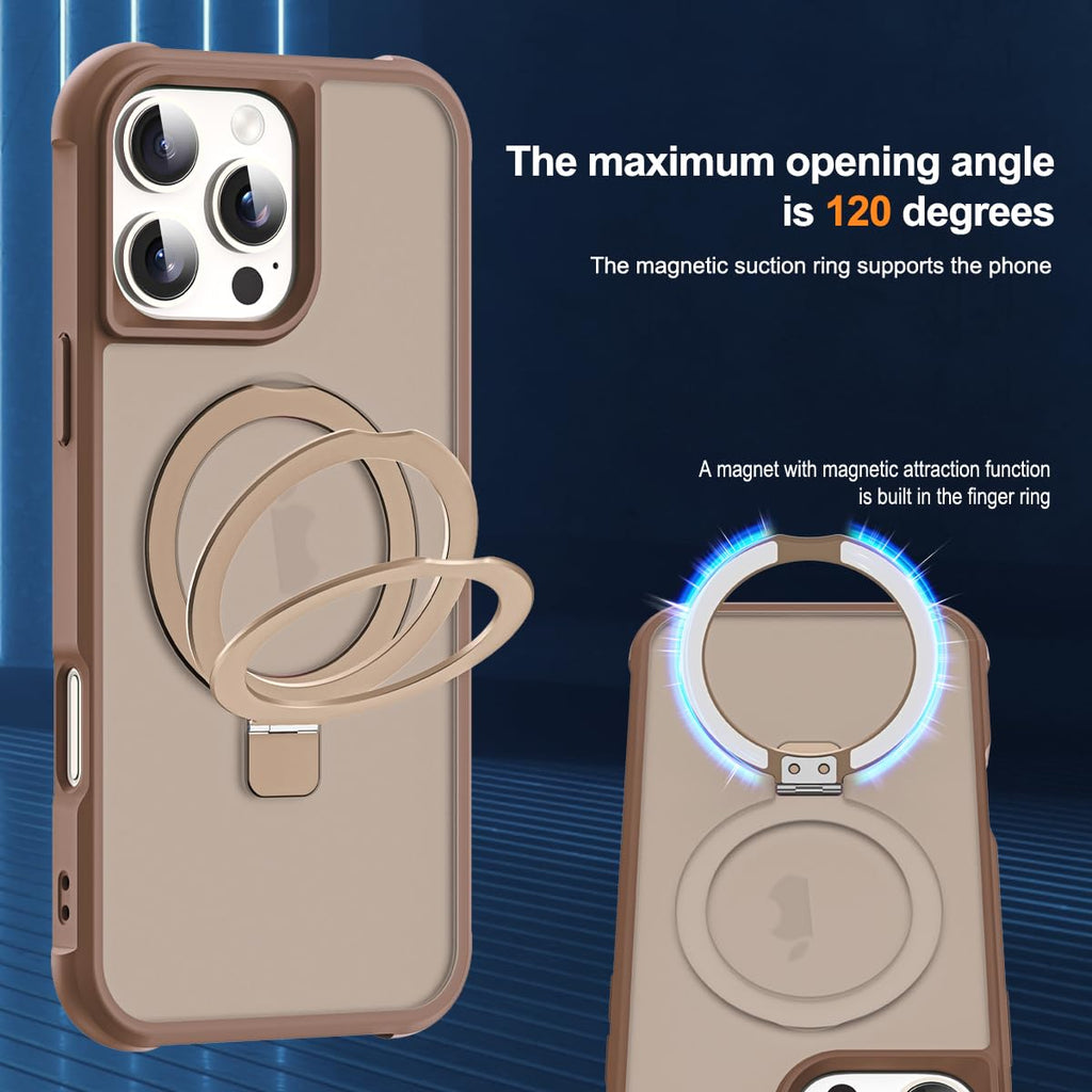 SKYLMW Compatible with iPhone 16 Pro Max Case with Stand,Desert Brown | iPhone 16 Pro Max Phone Case 6.9",Magnetic Ring Stand,Compatible with MagSafe,Military-Grade Protection,Great Grip Feeling