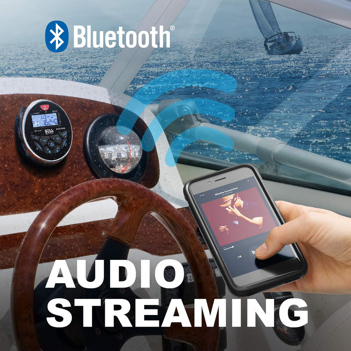 BOSS Audio Systems MGR350B Amplified Bluetooth Boat Gauge Receiver, No DVD