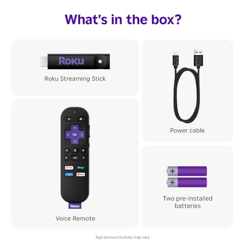 Roku Streaming Stick HD with Voice Remote | Compact 4K Streaming Device for TV with Roku Voice Remote & Long-Range Wi-Fi - Free & Live Local News, Sports