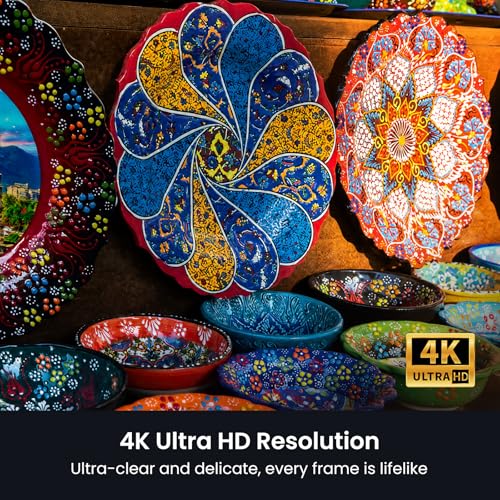 HAPPRUN 3000 ANSI Lumens Outdoor Projector with Official Google TV | 4K Supported, Dolby Audio, Auto Focus & Auto Keystone, 10K+ Apps, WiFi 6, Bluetooth, Indoor & Outdoor Movies