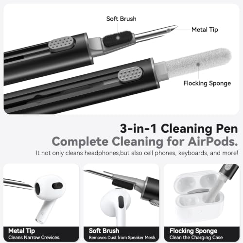 Ljusmicker for AirPods 5/4 Case (2026/2024) with Cleaner Kit,Black | Soft Silicone Protective Cover for Apple AirPods 5 Case/AirPods 4 Case with Keychain for Women Men,Supports Wireless Charging