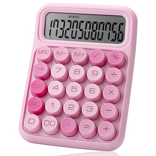 Mr. Pen- Mechanical Switch Calculator, 12 Digit Large LCD Display, Pink | With Big Buttons, Mechanical Switch Calculator for Home, School, Office
