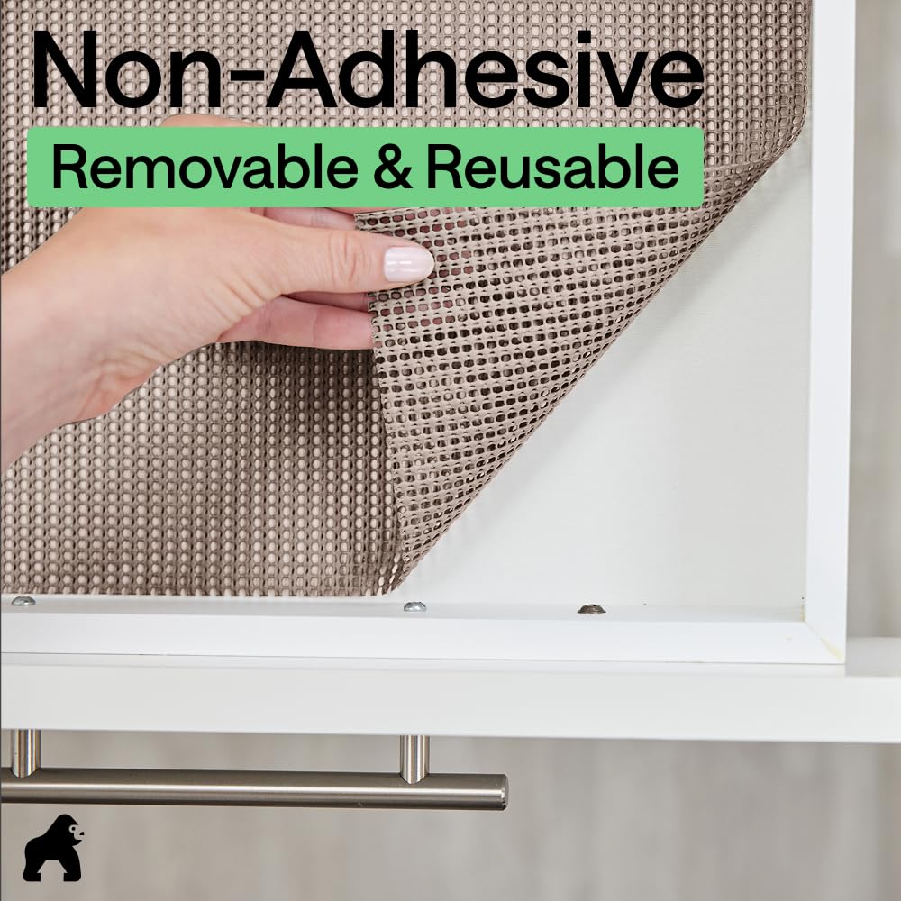 GORILLA GRIP powerGRIP Drawer Shelf and Cabinet Liner, 12"x10', Beige | Thick Strong Hold, Non-Adhesive, Protect Kitchen Cabinets and Cupboard, Bathroom Drawers, Easy Install Mat