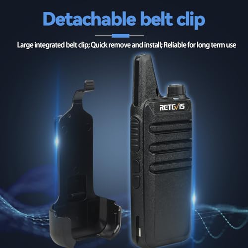 Retevis RT22 Walkie Talkies Long Range Rechargeable with Earpiece (2 Pack) | Slim & Lightweight 2 Way Radio For Camping & Hiking, Pocket-Friendly Antenna, Ready to Use, 10-Hour Battery, USB-C Charging