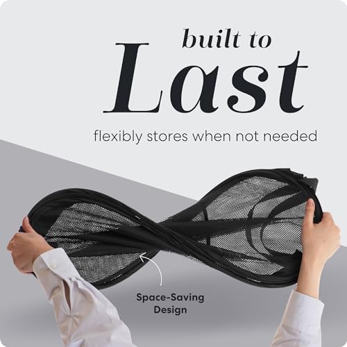 Handy Laundry Mesh Pop-Up Hamper Collapsible with Side Pocket 2-Pack | Breathable foldable design saves space; wide opening makes loading easy. Sturdy build stores clothes neatly. Black.