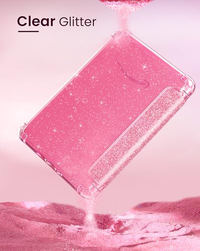 MoKo Case for 7" Kindle Paperwhite 12th Gen & Colorsoft 2024, Glitter Pink | Scratch-Proof, Sparkly Clear Back, Full Protection, Light Shell, Auto Wake/Sleep,for Kindle Paperwhite & Colorsoft 2024/2025