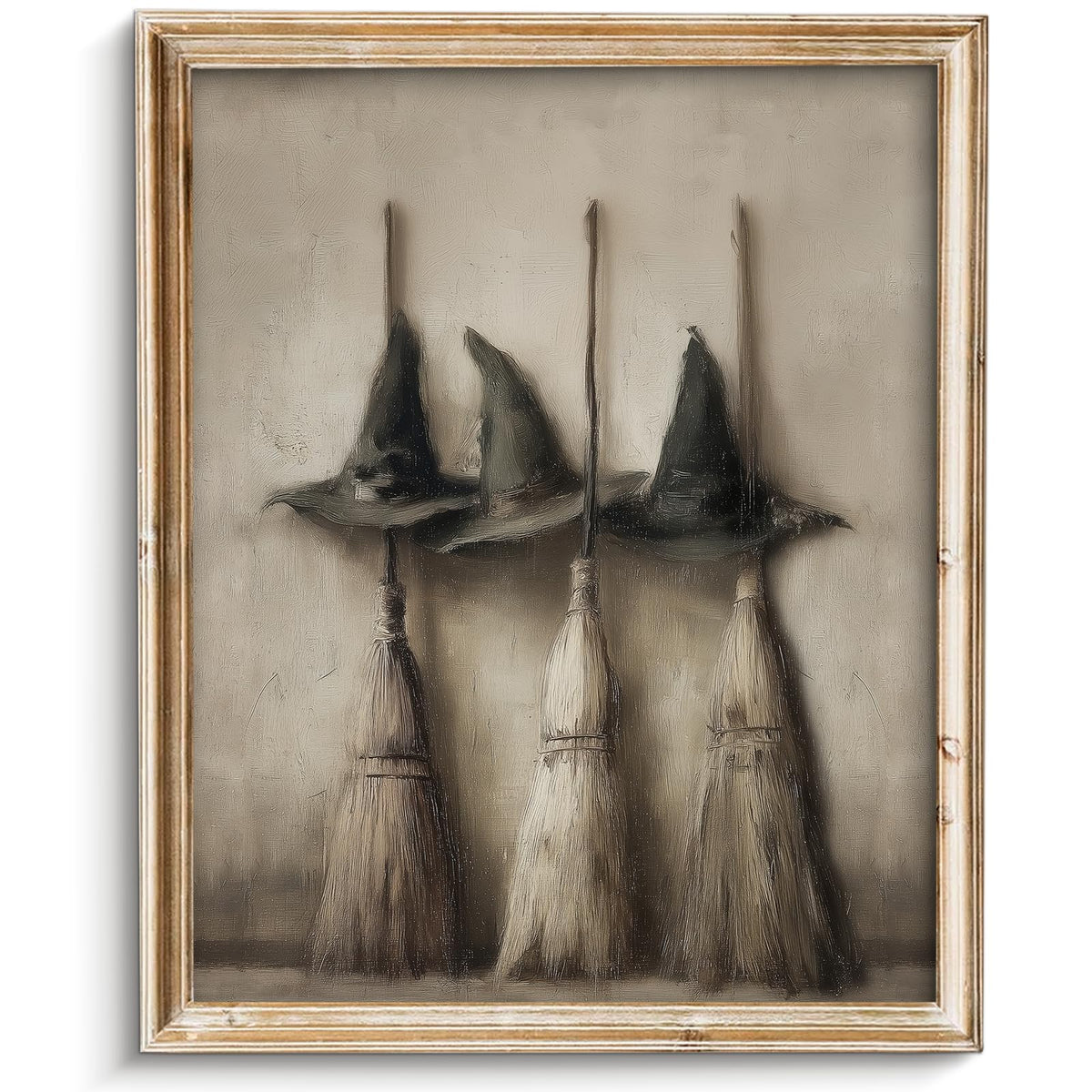 Vodefoad Vintage Witch Hats and Brooms Print, Spooky Gothic Halloween Decor, Halloween Home Decor Wall Art, Retro Moody Halloween Wall Art for Gallery, Living Room, Bathroom, Bedroom,Holiday Gift - 8x10Inch Unframe