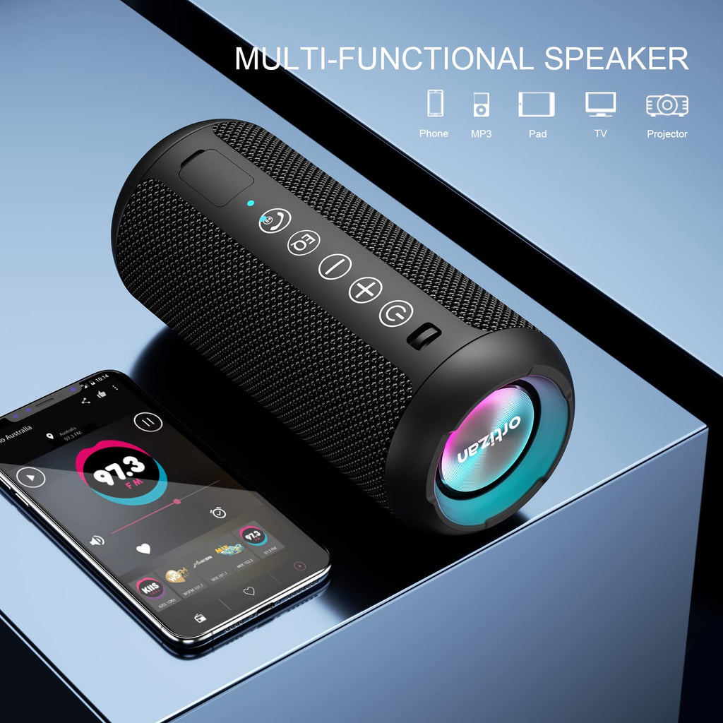 Ortizan X10 Portable Bluetooth Speaker (1st Gen), IPX7 Waterproof, Wireless | Big Sound and Deep Bass, TWS Pairing, 30Hrs of Playtime, for Home/Party/Outdoor/Beach, Birthday Gifts for Men Women - Black