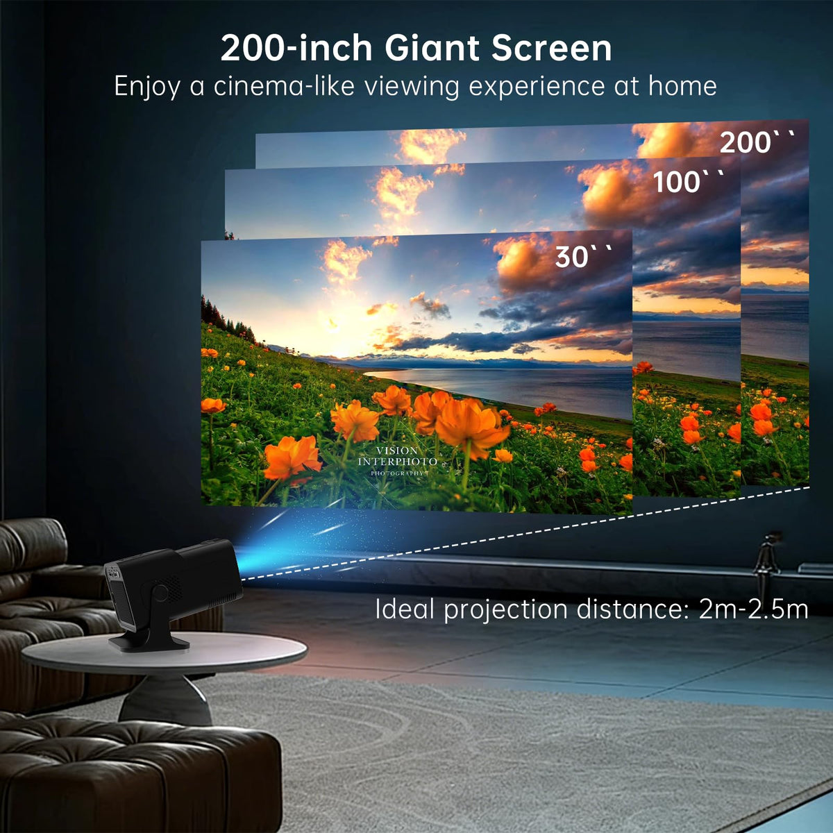 Native 1080P Mini Projector with WiFi and Bluetooth, Portable Projector