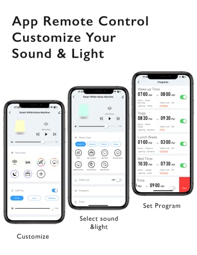 Momcozy Smart Baby Sound Machine with Night Light, White Noise Machine | Toddler Sleep Trainer 34 Soothing Sleep Sounds, Timer, App Remote Control, Egg Light, Personal Sleep Routine Alarm Clock
