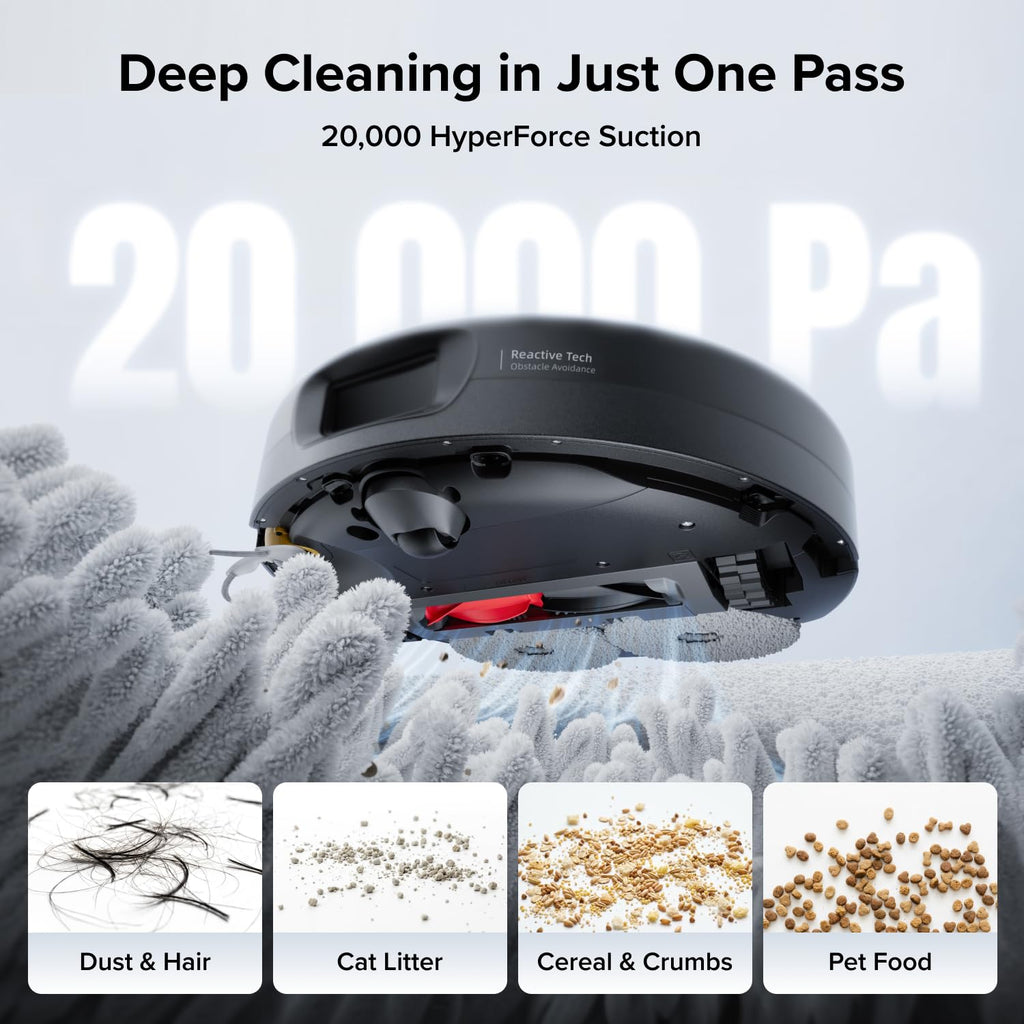 roborock 2026 New Qrevo 2 Pro Robot Vacuum and Mop, 20,000Pa Suction | FlexiArm Edge Mopping, Zero-Tangle, High-Temperature Mop Self-Cleaning, Smart Obstacle Avoidance for Pet Hair & Carpet, Black