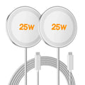 MagSafe 25W Wireless Charger for Apple Magnetic Fast Charging Pad | Compatible for iPhone Duo 18 17 17e 16 16e 15 14 13 12 Pro Max - AirPods-Slim Portable for Travel Bedside - 2 Pack, White