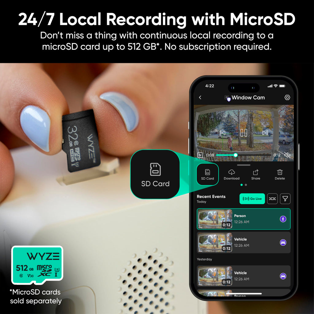 WYZE Window Camera, WiFi Indoor Security Cam, Anti-Glare Color Night Vision