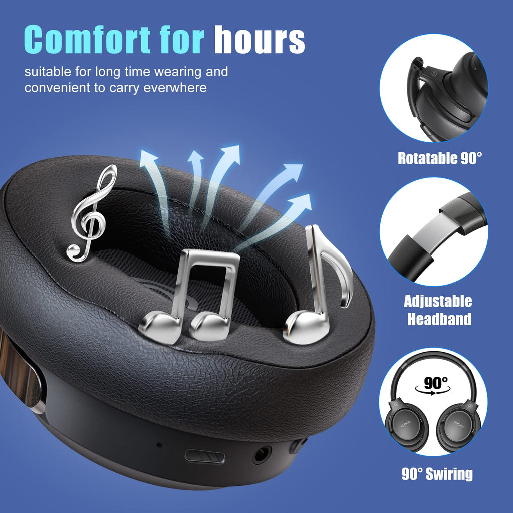 BERIBES Bluetooth Headphones Over Ear Wireless HiFi Stereo Headsets 65H 6EQ | Bluetooth 6.0,with Built-in HD Mic,Foldable Lightweight,Comfort Fit,Fast Charging,Deep Bass for Home Office Cellphone PC Ect.