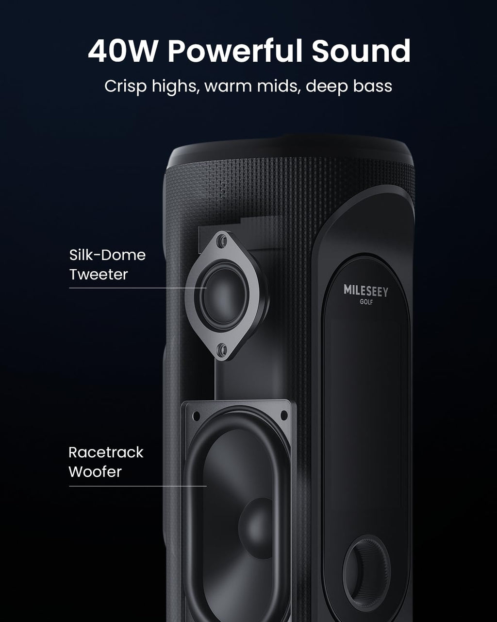 MILESEEY GeneSonic Pro Golf GPS Speaker with 43K+ Courses No-Subscription | Detachable GPS Handheld Rangefinder, MagLock, Color Touchscreen, Visual & Audible Yards, Layup/FCB/Hazard, 15H Battery, IP67