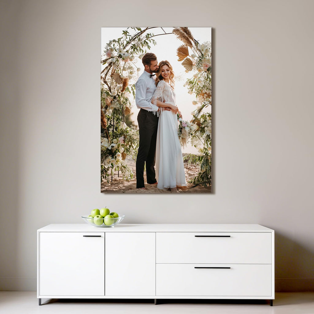 Custom Canvas Prints with Your Photos - Personalized Pictures Print, Customized Photo Gifts, Wall Art Poster Canvas Printing for Wedding, Family, Baby, Pets, Home Office Decor, Wrapped Frame 8x12