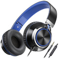 AILIHEN C8 Kids Wired Headphones with Mic for School, 3.5mm Jack, BlackBlue | On Ear Headsets and Volume Control Foldable, Corded Computer Chromebook for Children Teens Classroom Online Learning Travel