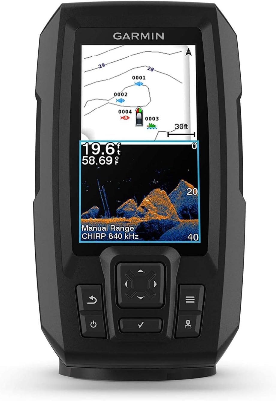 Garmin STRIKER Vivid 4cv, Easy-to-Use 4-inch Color Fishfinder and Sonar Transducer, Vivid Scanning Sonar Color Palettes