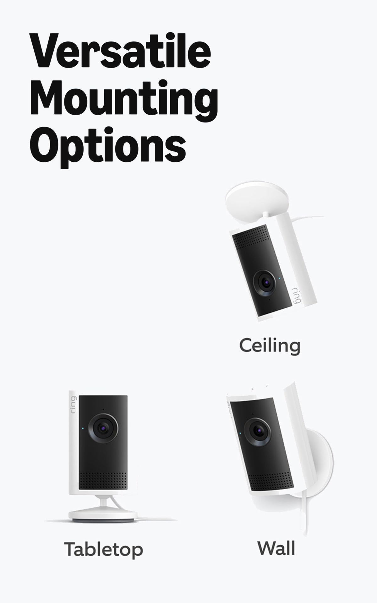 Ring Indoor Cam 2K, Retinal 2K for crisp video, 6x Enhanced Zoom, Night Vision, Home and business security, White