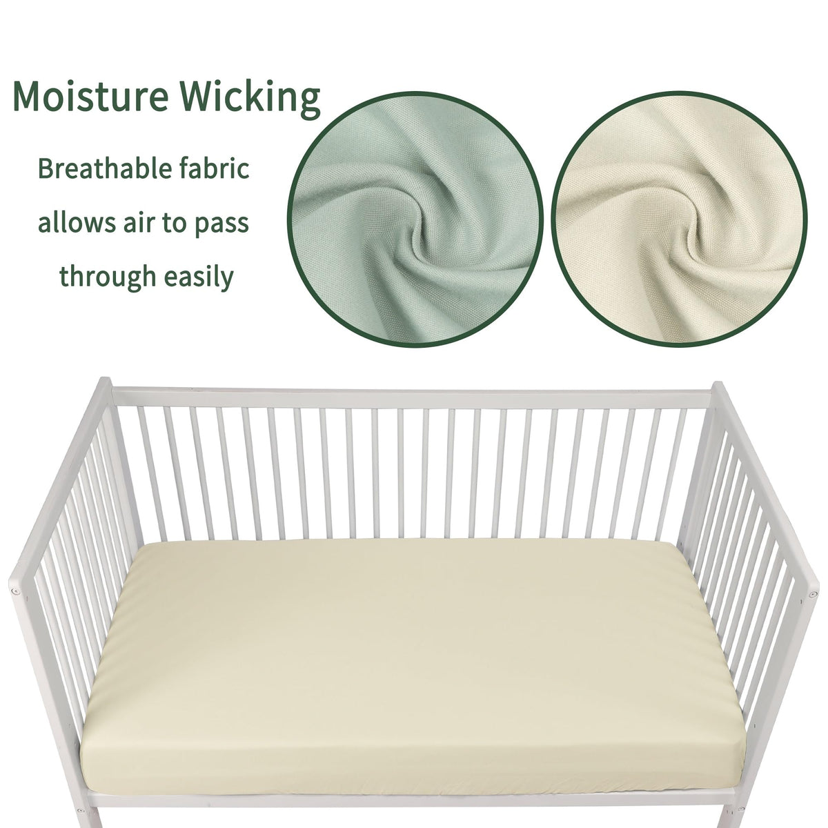 GUNTAIL Baby Crib Sheets for Boys Girls, 2 Pack Fitted Crib Sheet for Standard Crib and Toddler Mattress, Soft Microfiber Baby Sheet 52x28x8in (Brown & Green)