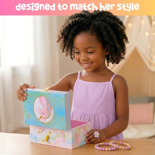 Giggle & Honey® Musical Unicorn Jewelry Box for Girls | Music Boxes for Little Girls, Toddler Jewelry Box for 4 Year Old Kids, Toys for Toddlers, Birthday Gifts for Kids 5-9 Years