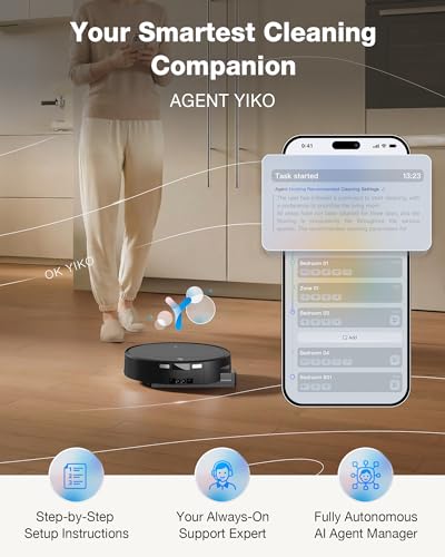 ECOVACS DEEBOT T90 PRO Omni Robot Vacuum and Mop, 30000Pa Blast Suction | TruEdge Instant Self-Cleaning OZMO Roller, PowerBoost Charging, Triple Lift Carpet Care, ZeroTangle for Pet Family,YIKO Agent