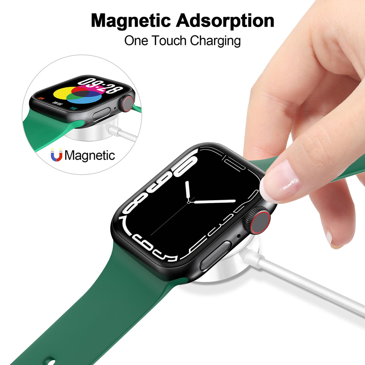 2026 Upgraded for Apple Watch Charger Magnetic USB C Charging Cable | Wireless iWatch Charger Cable Dual-Chip Compatible with Apple Watch Series Ultra/SE/12/11/10/9/8/7/6/5/4/3/2-3.3FT,White