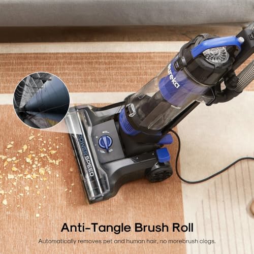 Eureka Upright Vacuum Cleaners, PowerSpeed Lightweight, NEU280 | Upgraded Cyclone System, Pet Hair, Carpet & Hard Floor Cleaning, Senior-Friendly, Washable Filter, Blue