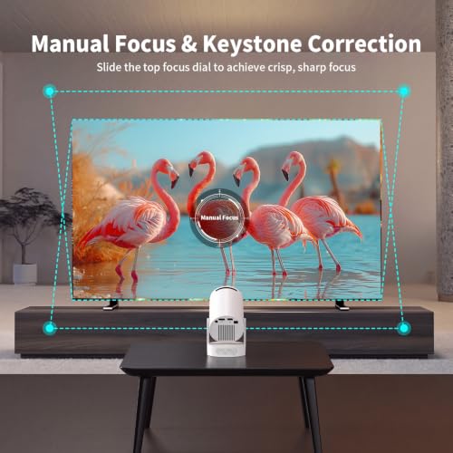 Mini Portable Projector with Bluetooth 5.4 and WiFi 6, 4K Support | HY300 Ultra Projector,220 ANSI,210° Rotation,Auto Keystone Correction,5watt Sound Base Speaker