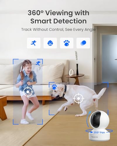REOLINK E1 Pro 3K Dual-Band Wi-Fi Indoor Camera for Baby & Pet Monitoring | Auto Tracking, 5MP Night Vision Enhanced by F1.6 Aperture, Person/Pet/Baby Crying Detection, 2.4/5GHz Wi-Fi, Two-Way Audio