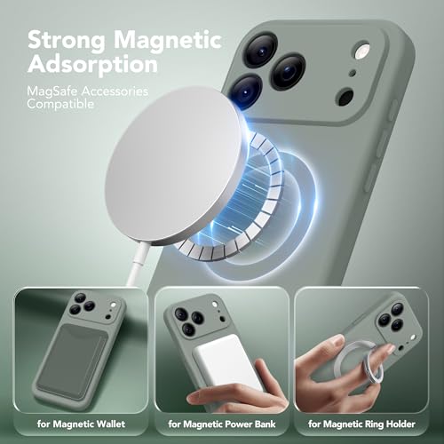 SuydanBox Magnetic for iPhone 18 Pro Case/iPhone 17 Pro Case Silicone | Fit for MagSafe,Screen Protector,Full Camera Protection,Shockproof Protective Phone Case for iPhone 18 Pro/17 Pro Calke Green