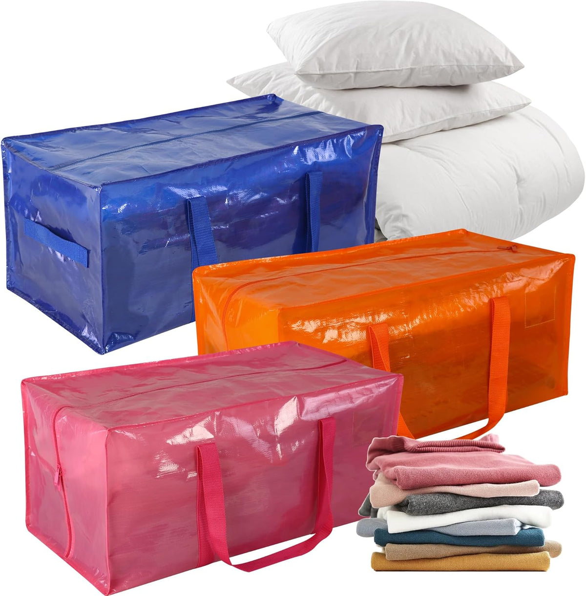 🏆Flash Sale⚡Heavy-Duty Moving Bags with Reinforced Handles - Extra Large Storage Laundry Bags for Clothes, Toys, Blankets