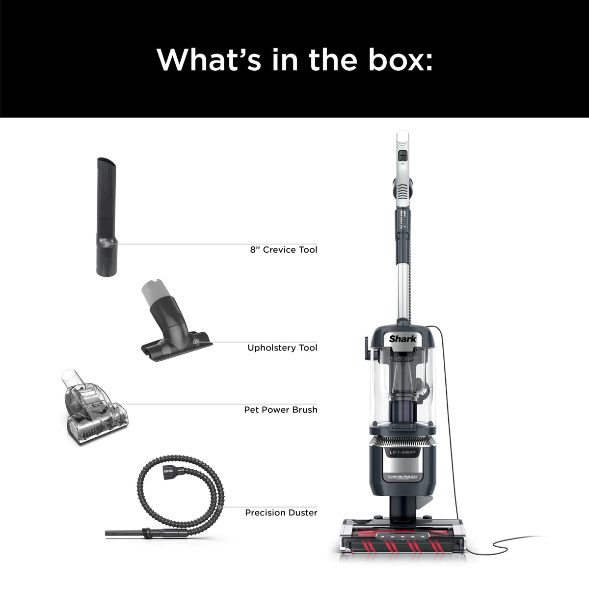 Shark Rotator Lift-Away Vacuum, DuoClean PowerFins, Dark Grey, LA555 | Self-Cleaning Brushroll, Odor Neutralizer, Lift-Away ADV, HEPA Filter, LED Headlights, Swivel Steering, Pet Tools Included