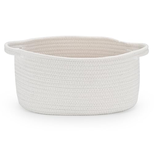 Happyiren Medium Woven Cotton Rope Basket, Empty DIY Gift Basket for Burr | Great for Baby Shower, Birthday & Decor, Cute Decorative Storage Organizer, 13" x 8" x 6"