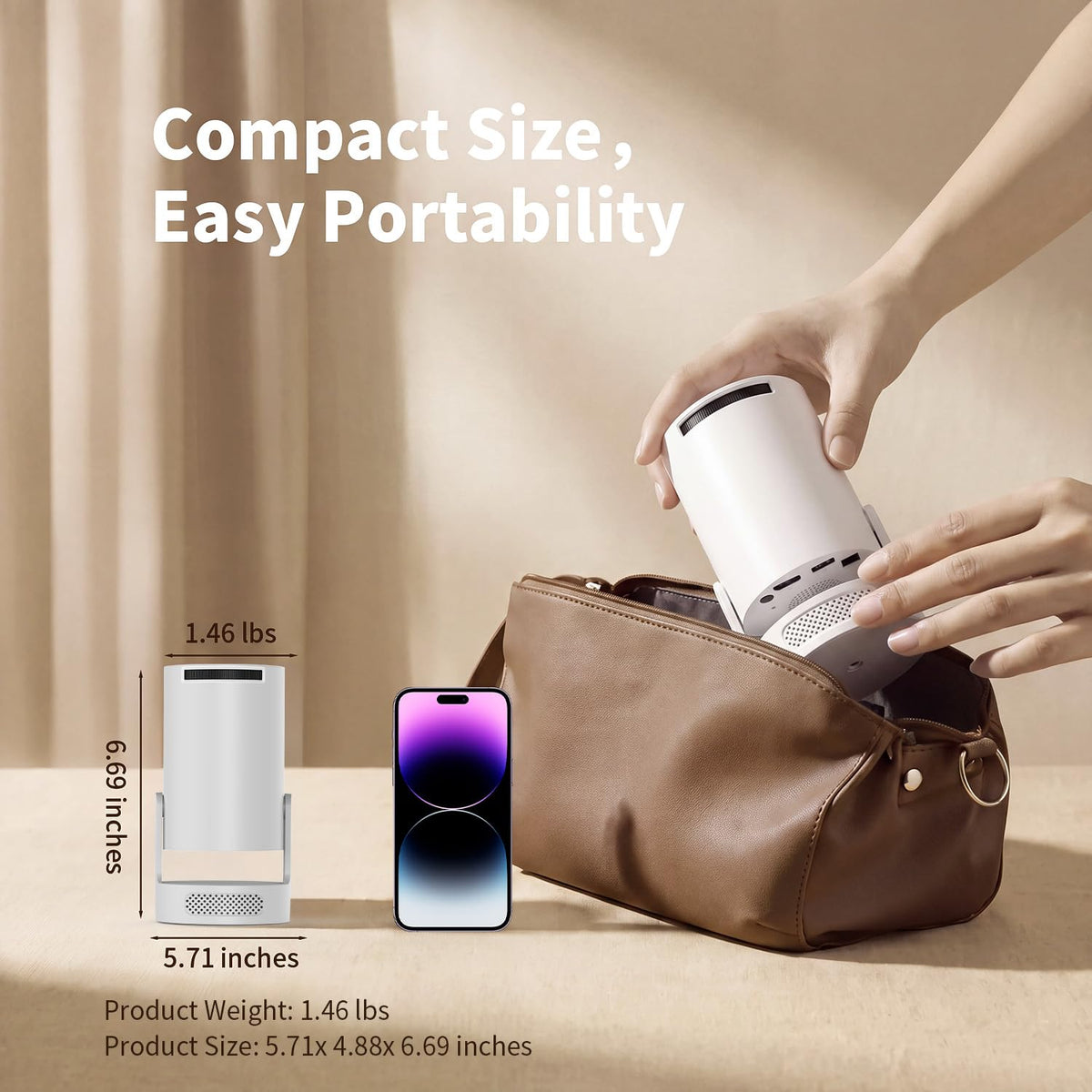 Mini Portable Projector with Bluetooth 5.4 and WiFi 6, 4K Support | HY300 Ultra Projector,220 ANSI,210° Rotation,Auto Keystone Correction,5watt Sound Base Speaker