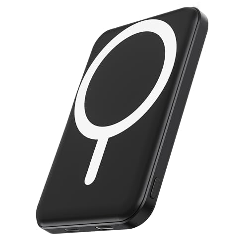 podoru for MagSafe Power Bank 5000mAh, Ultra-Slim Magnetic Portable Charger | 20W PD Fast Charging, Travel Essentials with USB-C Cable, Wireless Battery Pack for iPhone 18/17/16/15/14/13/12 Series-Black