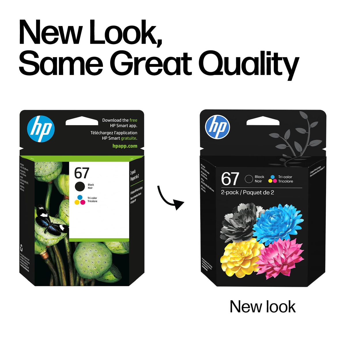 HP 67 Black/Tri-Color Ink Cartridges (2-Pack) | Works with DeskJet 1255, 2700, 4100, Envy 6000, 6400 | Instant Ink Eligible | 3YP29AN | Packaging May Vary