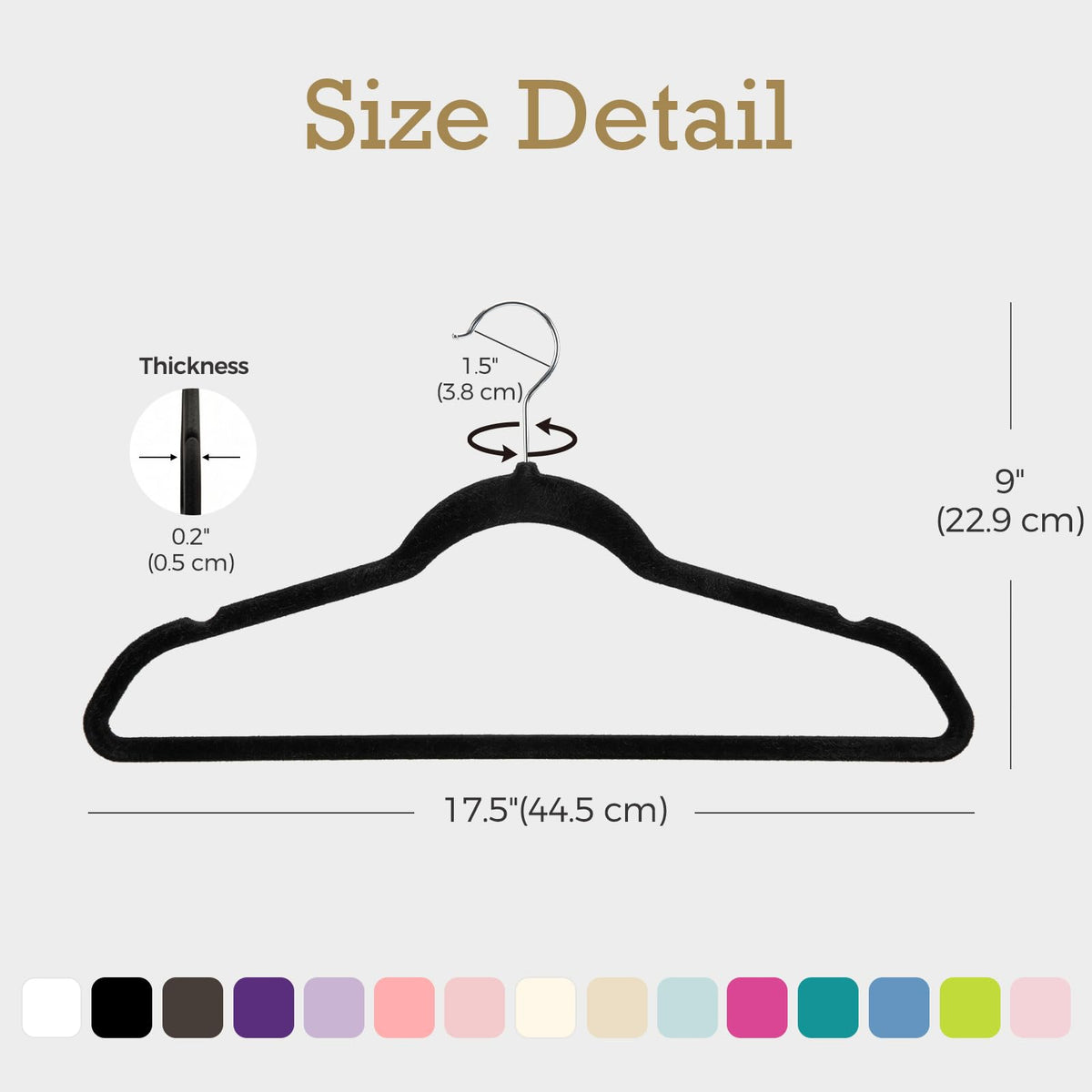 HOUSE DAY Black Velvet Hangers 60 Pack, Premium Non Slip Clothes Hangers | Felt Hangers Slim Space Saving Hanger for Closet Organizer, Heavy Duty for Coat with 360° Rotating Silver Hook