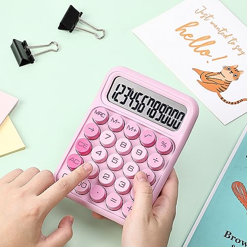 Mr. Pen- Mechanical Switch Calculator, 12 Digit Large LCD Display, Pink | With Big Buttons, Mechanical Switch Calculator for Home, School, Office