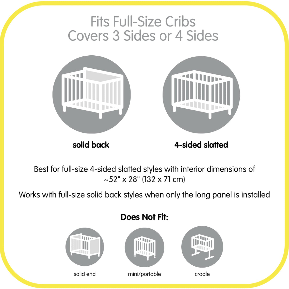 BreathableBaby Breathable Mesh Liner for Full-Size Cribs, Classic 3mm Mesh, White (Size 4FS Covers 3 or 4 Sides)