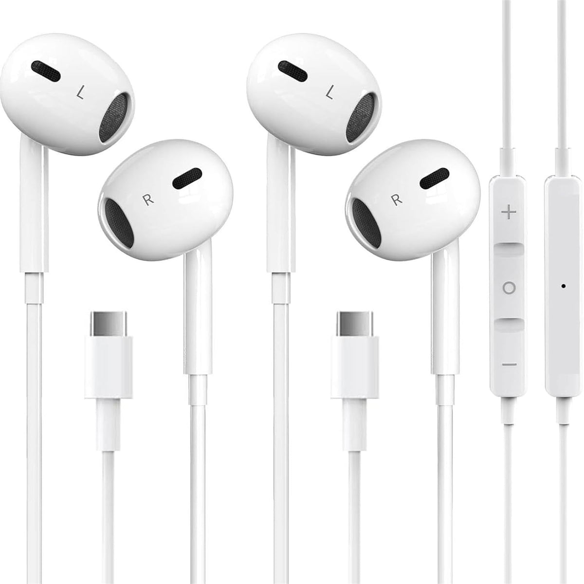 2 Packs USB C Headphones for iPhone 18/17/16/15 Pro Max Plus Type C Earphones with Microphone & Remote Noise Cancelling for iPhone 18 17 16 15 Pro Max Plus,iPad,Galaxy S26/S25/S24/Ultra Note 10/20