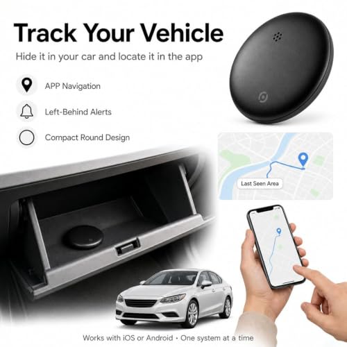 RGIMF GPS Tracker for Vehicles No Subscription, iOS & Android Dual System | Precise Location Car Tracker Tag, IP66 Bluetooth Tracker Device for Key, Luggage, Wallet, Kid and Pet (2-Pack)