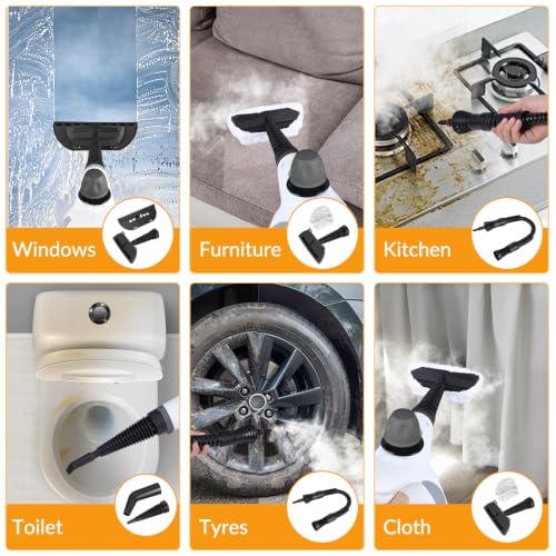 Handheld Steam Cleaner, Pressurized Hot Steam with 12 Accessories for Home