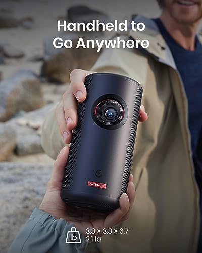 NEBULA Capsule 3 Laser Outdoor Portable Mini Smart TV Projector | Google TV, Netflix-Certified, Dolby Digital Sound, 120" Display, 2.5H Built-In Battery, Outdoor Wi-Fi Smart TV