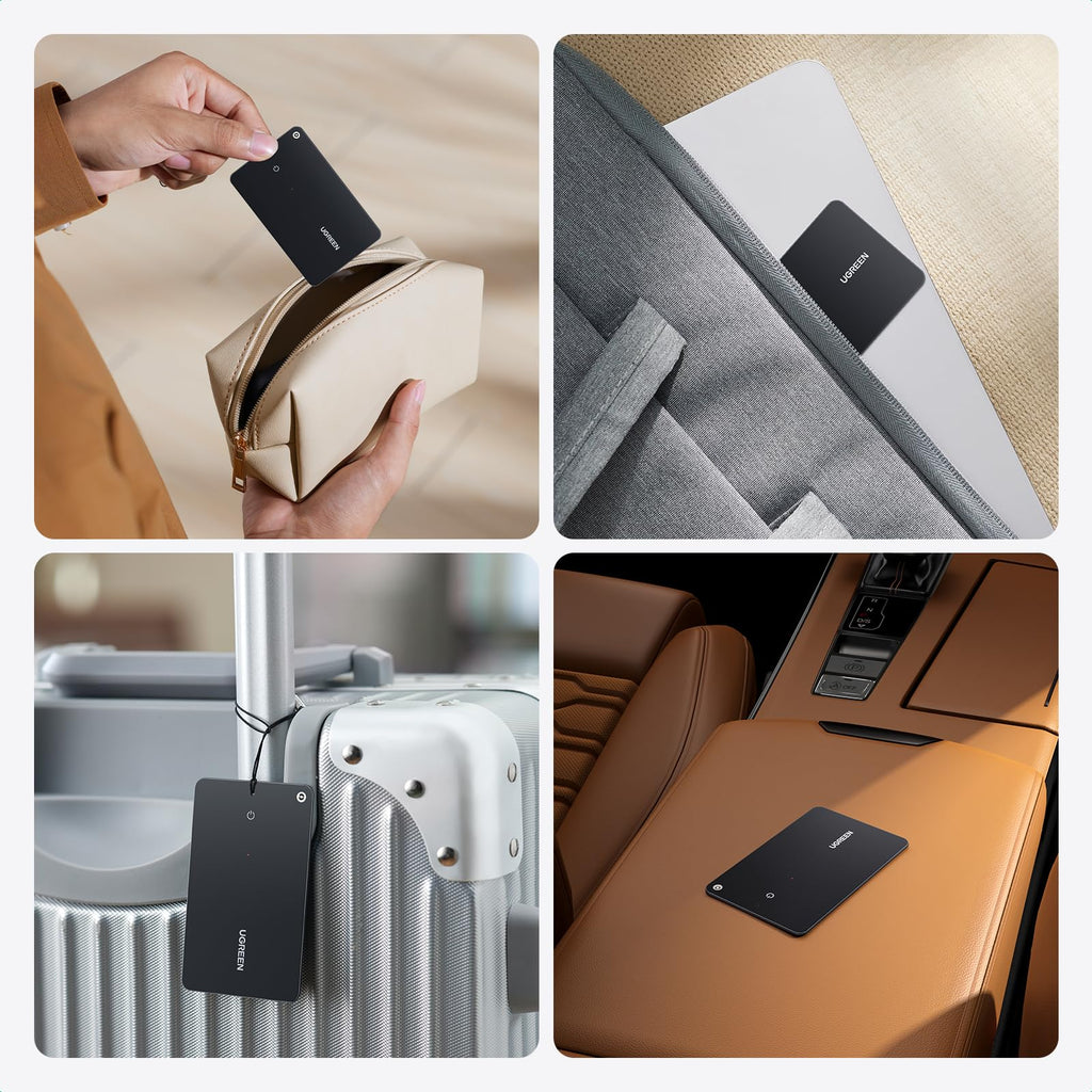 UGREEN FineTrack Slim Wallet Tracker Card (iOS Only) | Bluetooth Tracker Card, Work with Apple Find My Rechargeable Tracker[Apple MFi Certified]